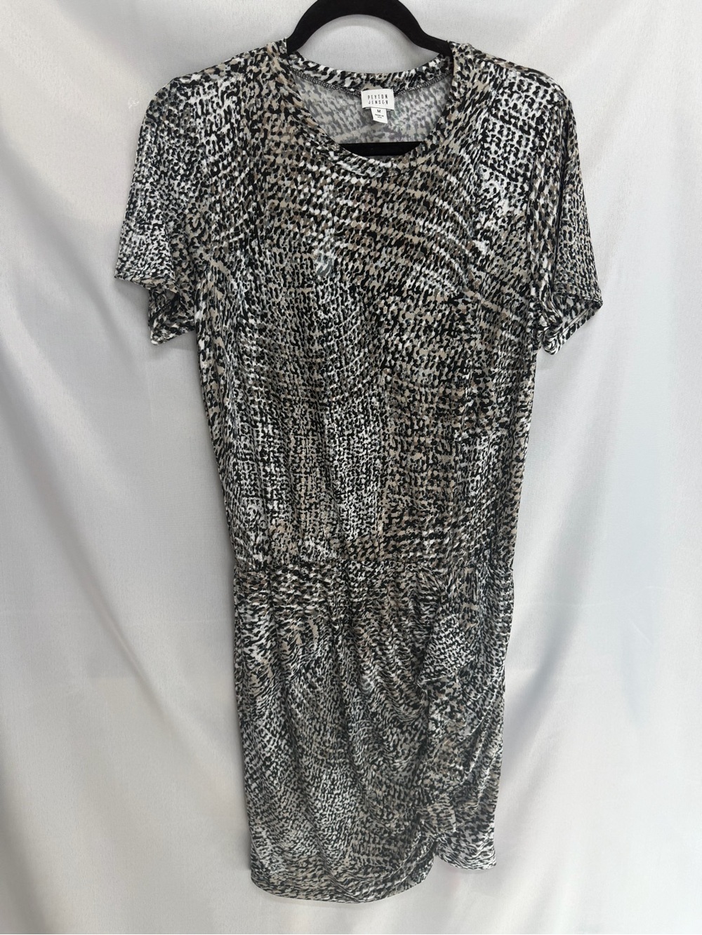 Evereve Peyton Jensen Black White Pattern Ruffleβ Dress Natalia Faux Wrap Medium